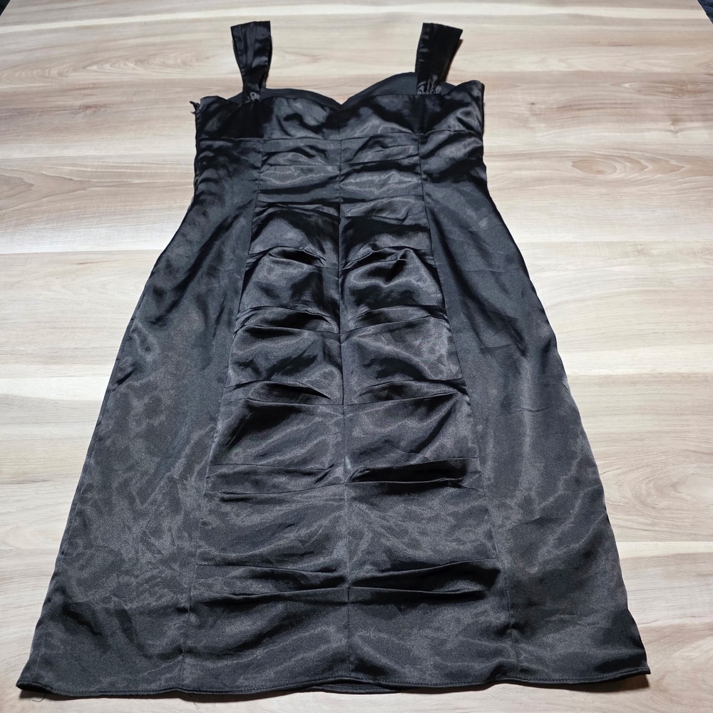 Morgan & Co Satin Pleated Dress Womens 13/14 Black Homecoming‎ Party Prom LBD
